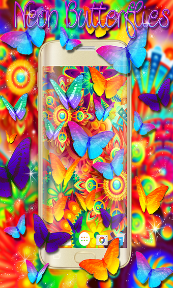 Imagen 1 para Neon Butterflies Wallpape…