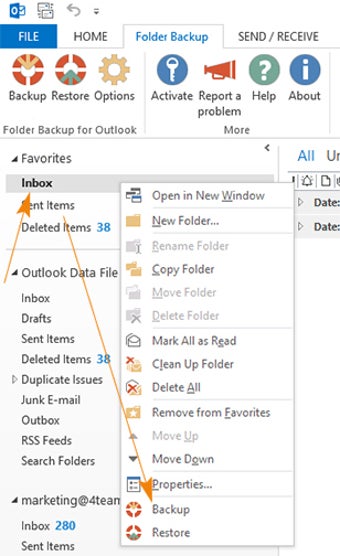 Imagen 4 para Folder Backup for Outlook