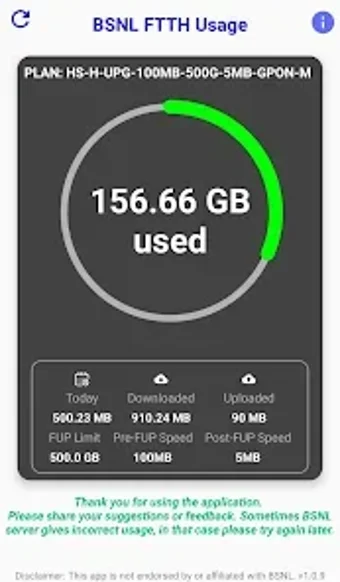Image 0 for BSNL FTTH Usage