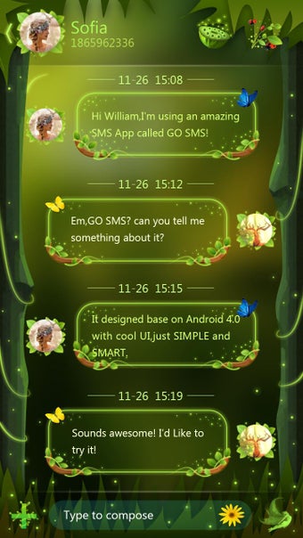 Imagen 1 para Go Sms Pro Firefly Theme