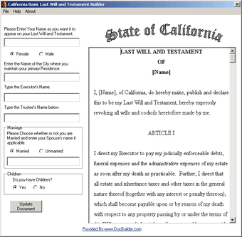 Image 0 for California Will Builder