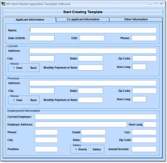Image 0 for MS Word Rental Applicatio…