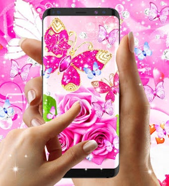Image 3 for Diamond butterfly pink li…