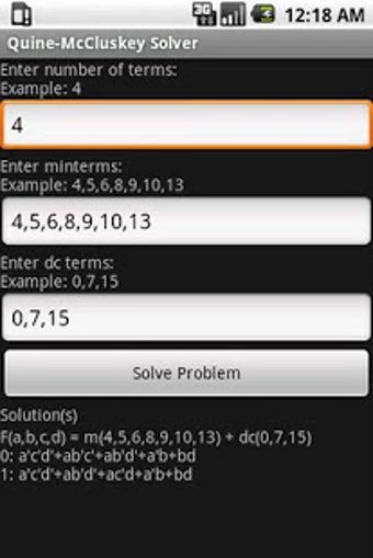 Image 0 for Quine-McCluskey Solver