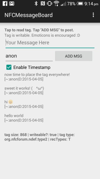 Image 1 for NFC Message Board