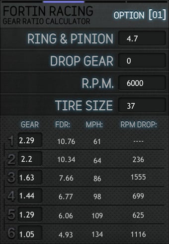 Image 0 for Racing Gear Ratio Calcula…