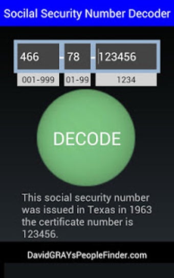 Image 0 for Social Security # Decoder