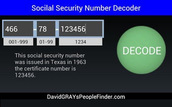 Image 1 for Social Security # Decoder