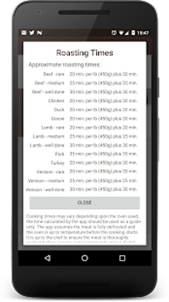 Imagen 2 para Roast Meat Calculator