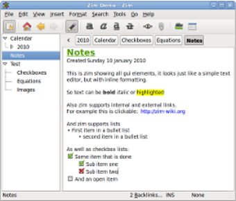 Image 0 for Zim Desktop Wiki