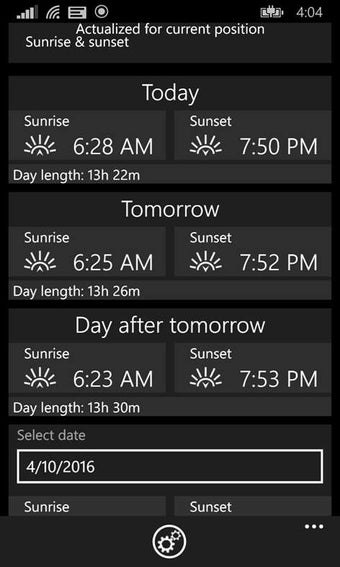 Imagen 1 para Sunrise & sunset for Wind…