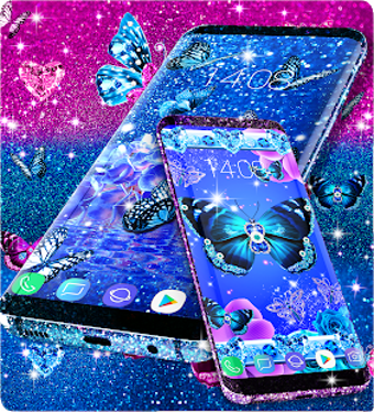 Image 3 for Blue glitter butterflies …