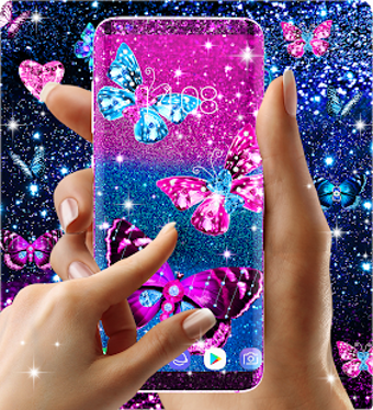 Image 1 for Blue glitter butterflies …