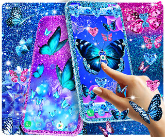 Image 1 for Blue glitter butterflies …