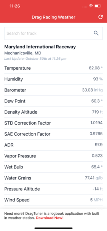 Image 1 for Drag Racing Weather Stati…