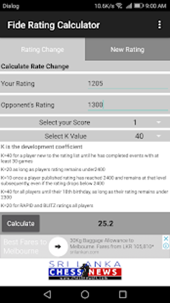 Image 0 for Chess Fide Rating Calcula…