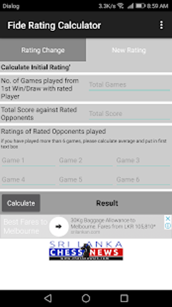 Image 1 for Chess Fide Rating Calcula…