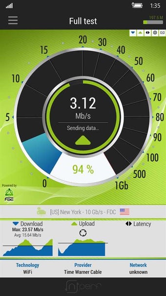 Image 0 for nPerf speed test for Wind…