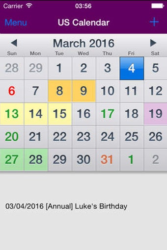 Imagen 0 para 2016 US Holiday Calendar