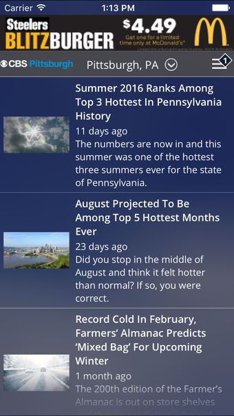 Image 0 for CBS Pittsburgh Weather