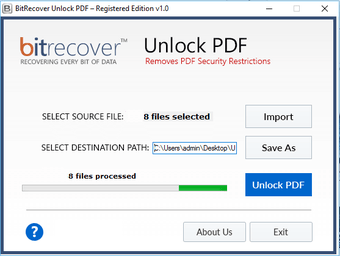 Imagen 0 para BitRecover Unlock PDF Wiz…