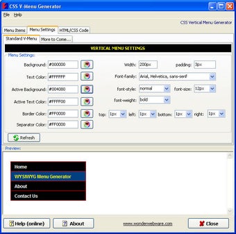 Image 0 for CSS Vertical Menu Generat…