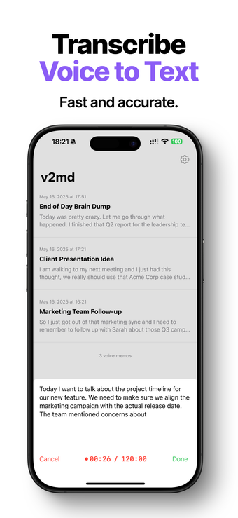 Image 0 for v2md: Transcribe Audio to…