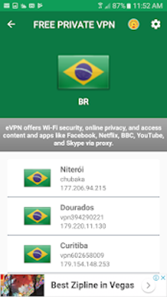 Imagen 1 para Free VPN - Brazil VPN Unl…
