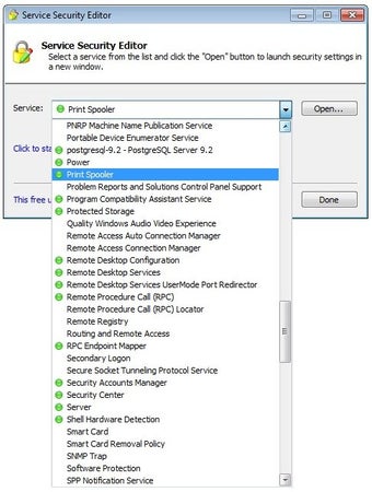 Image 0 for Service Security Editor
