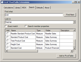 Image 0 for OLAP PivotTable Extension…