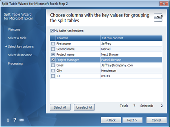 Image 0 for Split Table Wizard for Mi…