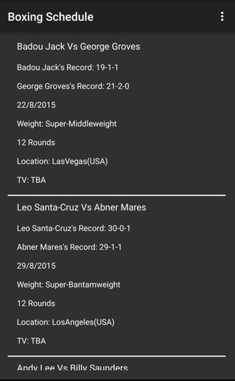 Image 0 for Boxing Fight Schedule