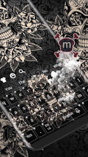 Imagen 2 para Black Rose Skull Keyboard