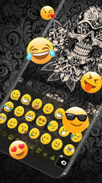 Imagen 1 para Black Rose Skull Keyboard