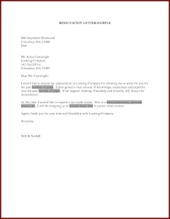 Image 2 for Resignation Letter Sample…