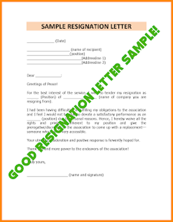 Image 0 for Resignation Letter Sample…