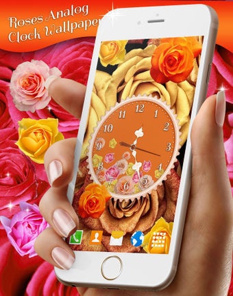 Imagen 3 para Roses Analog Clock Wallpa…
