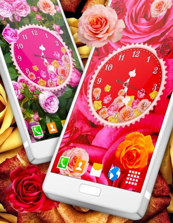 Imagen 2 para Roses Analog Clock Wallpa…