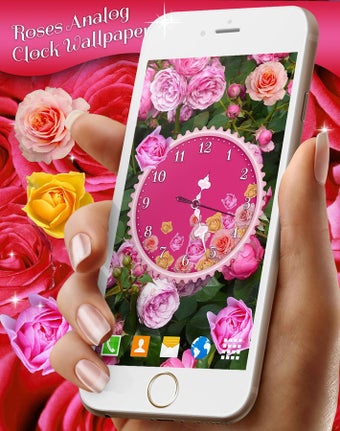 Imagen 1 para Roses Analog Clock Wallpa…