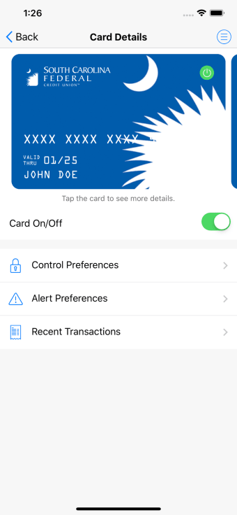 Image 1 for SC Federal Card Controls