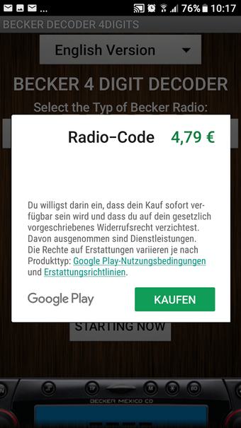 Imagen 1 para Becker 4Digit Radio Code
