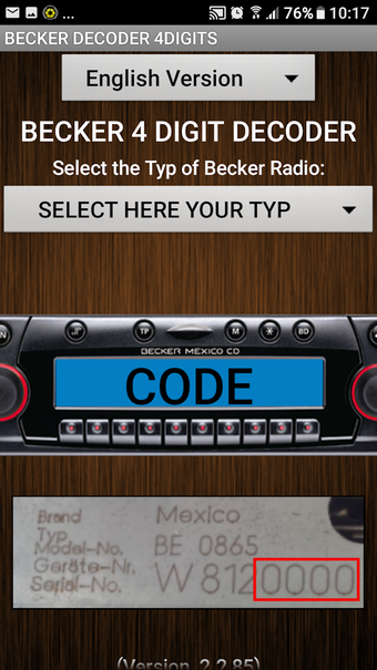 Image 1 for Becker 4Digit Radio Code