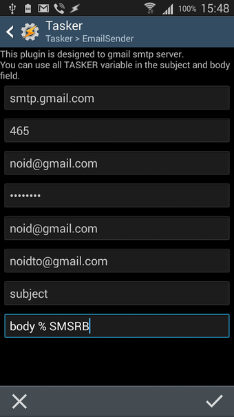 Image 0 for Email Send Tasker Plugin