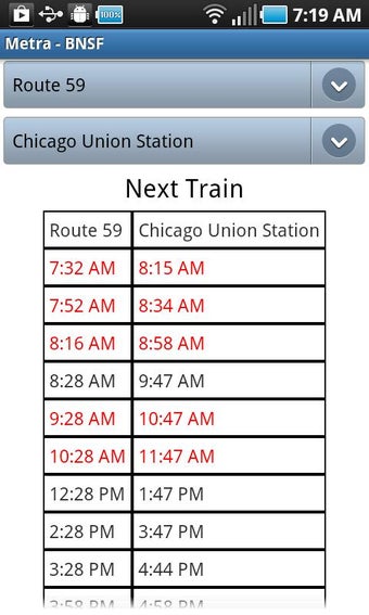 Image 0 for Schedule for Metra - BNSF