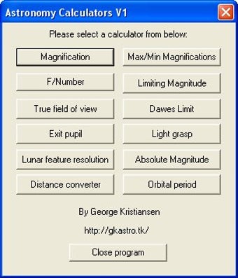 Image 0 for Astronomy Calculators
