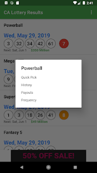 Image 1 for CA Lottery Results