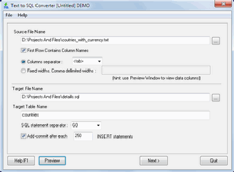 Image 0 for Text to SQL file converte…