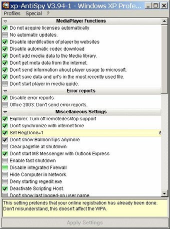 Image 0 for XP-AntiSpy