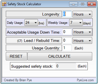 Image 0 for Safety Stock Calculator
