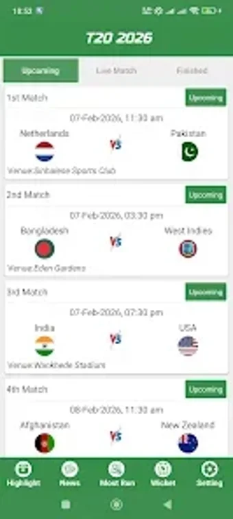 Image 0 for T20 Cricket Cup 2026 Live